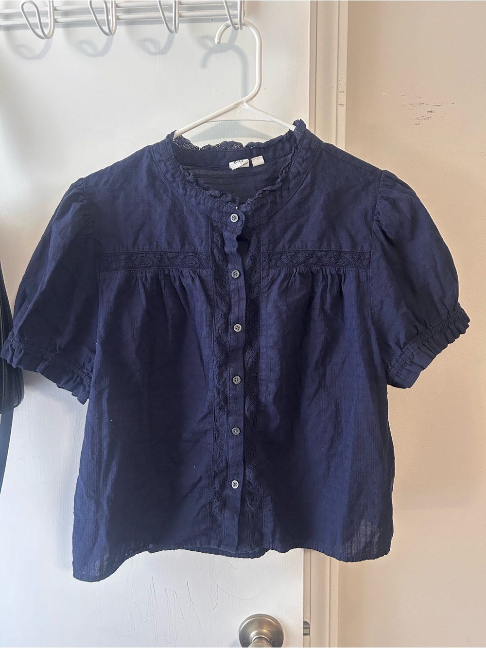 Gap Navy Button-Front Blouse